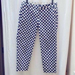 J.Crew navy and white polkadot crop pants